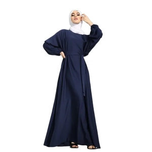 Basic Belted Navy Muslim Abaya