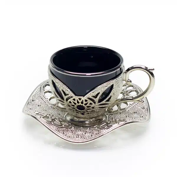 silver and black fusion coffee cup