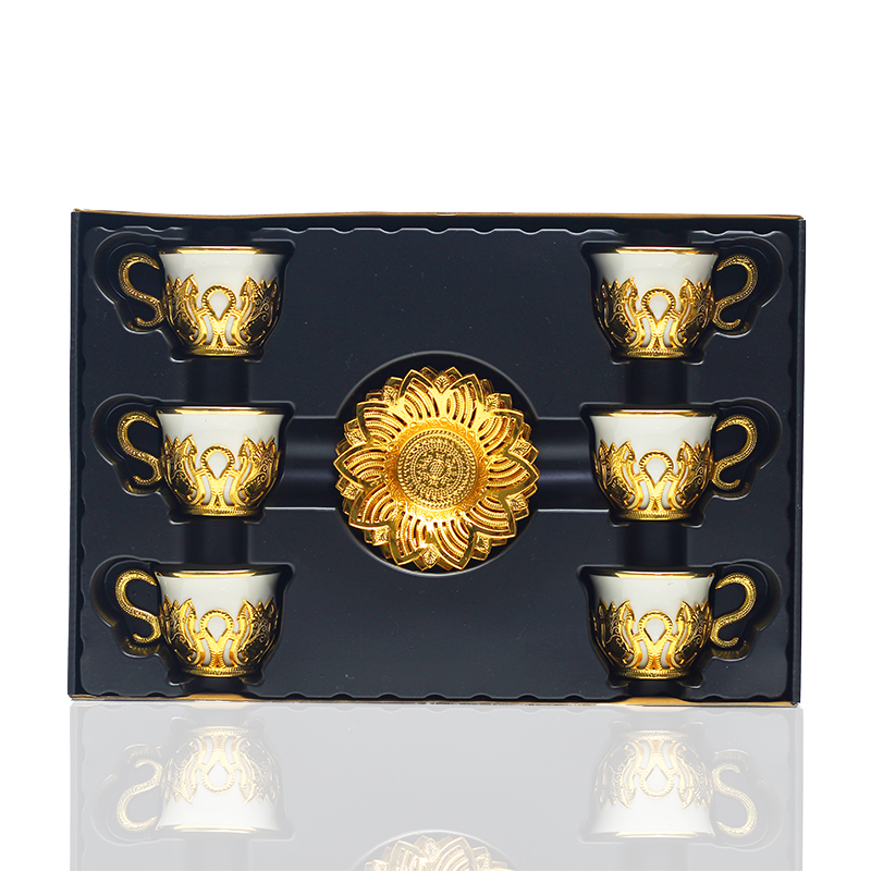 Gold & White Six Piece Coffee Set