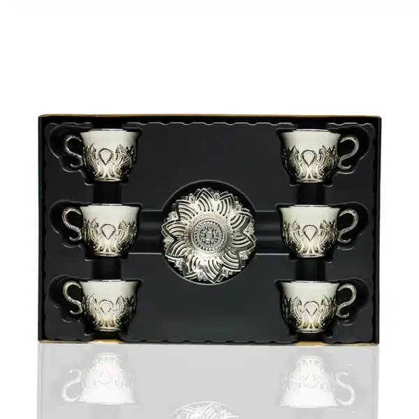 Silver & White Six Piece Coffee Set