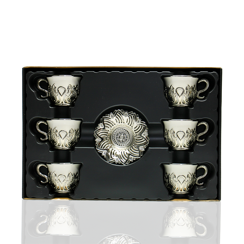 Silver & White Six Piece Coffee Set