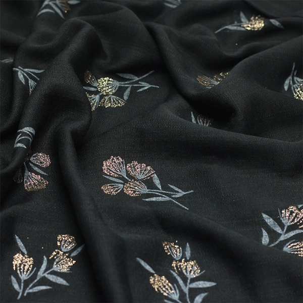 Printed Women's Black Muslim Hijab