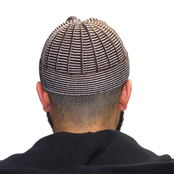 Brown Two Tone Prayer Cap for Muslim Men