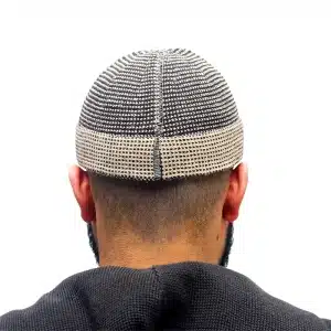 Black & Cream Prayer Cap for Muslim Men