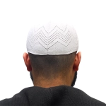 White Knitted Cotton Prayer Cap for Muslim Men