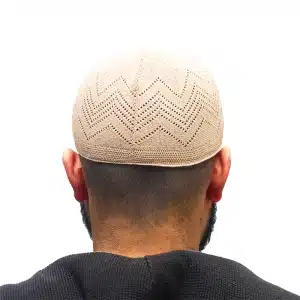 Cream Knitted Cotton Prayer Cap for Muslim Men