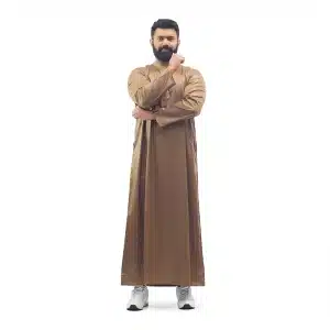 Omani Brown Men Satin Thobe