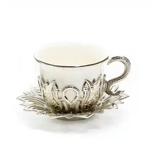 White & Silver coffee cup