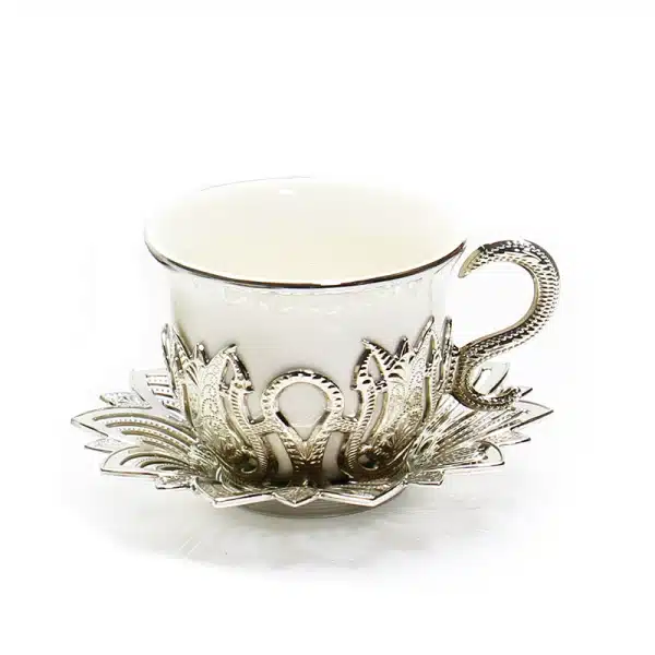 White & Silver coffee cup