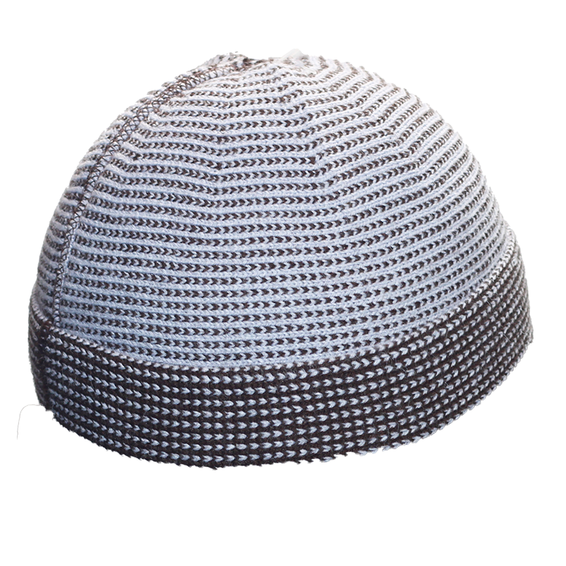 Men’s Thick Two Layer Grey Checkered Kufi