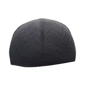 Men’s Knitted Cotton Black Prayer Kufi