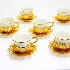 white and gold luxury coffee set