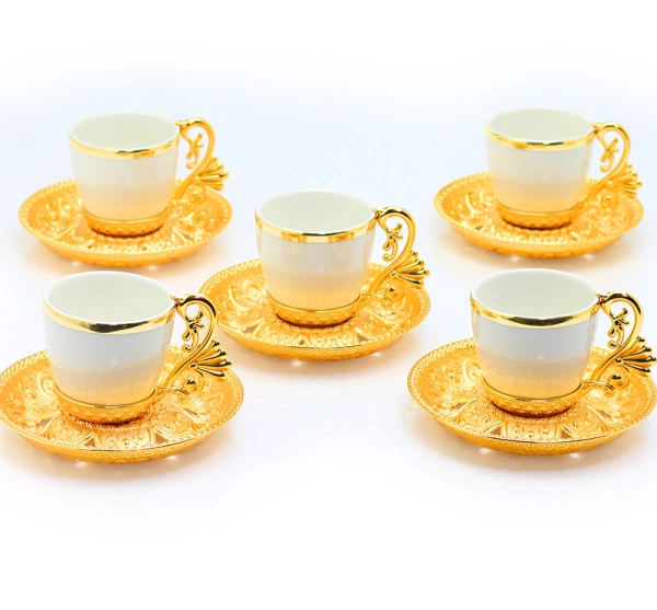 six-piece coffee set White & Gold