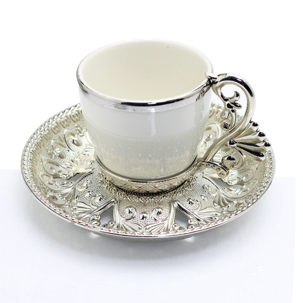 White & Silver Coffee Cup Set