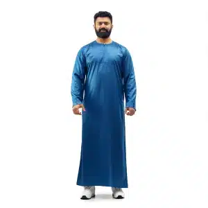 Teal Blue Satin Men Thobe