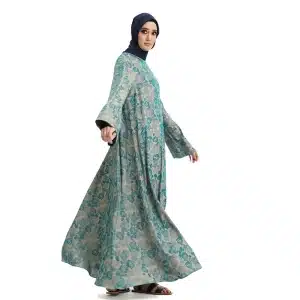 Women's Green Floral Muslim Abaya