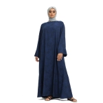 Women's Floral Navy Blue Abaya