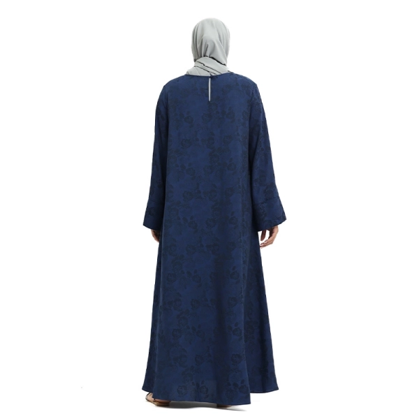 Floral Navy Blue Muslim Abaya