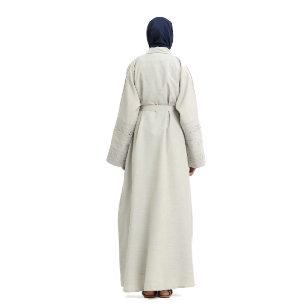 Linen Cream Open Abaya