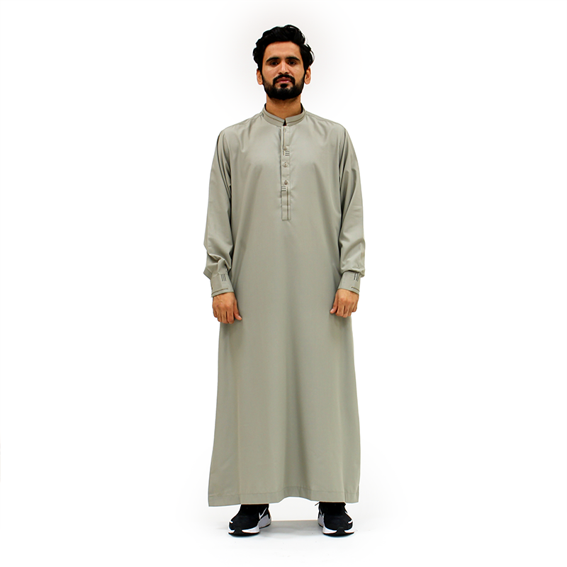 Collared Pattern Light Khaki Thobe