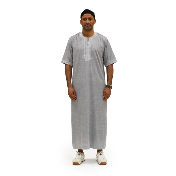 Moroccan Half Sleeve Grey Thobe