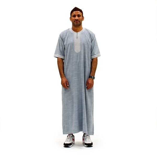 Moroccan cloud grey half sleeve thobe