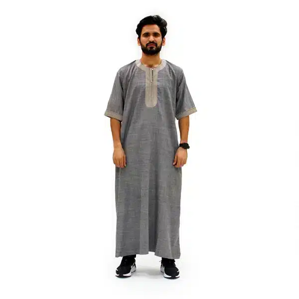 Moroccan Dark Grey Half Sleeve Thobe