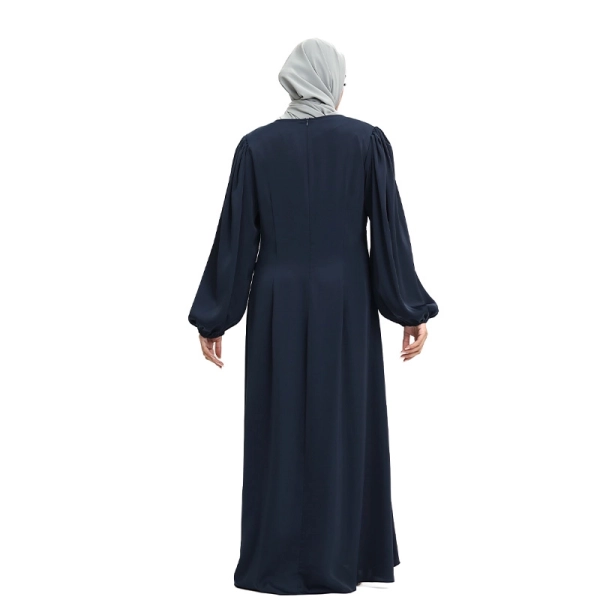 navy colour pleated satin Islamic dress