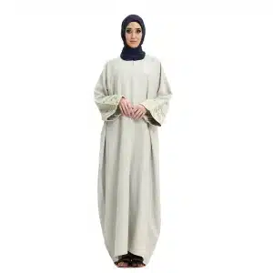 Linen Embroidered Sleeved Pistachio Abaya