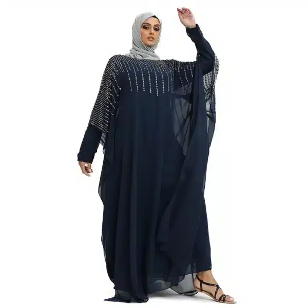 navy batwing abaya