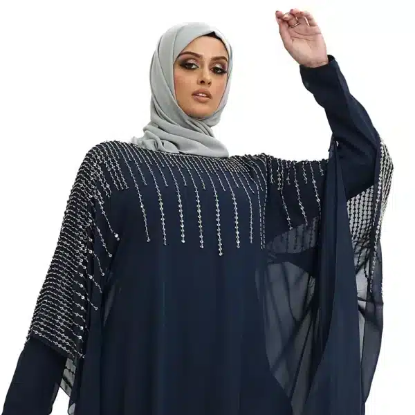 navy batwing abaya