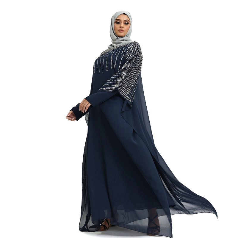 Belted Batwing Navy Muslim Abaya