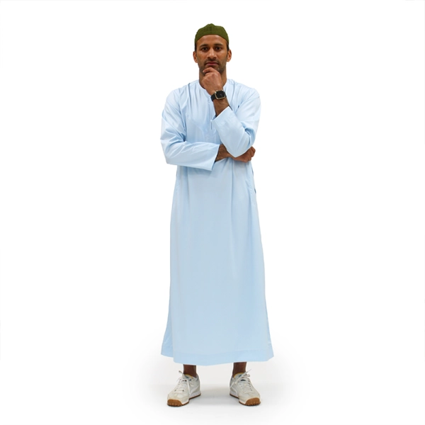 Satin Baby Blue Omani Thobe