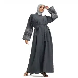 Buy Linen Grey Open Abaya