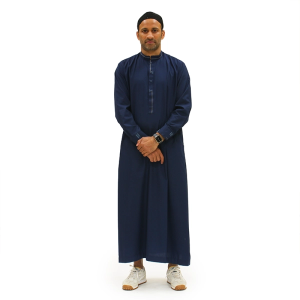 navy detailed collared designer thobes