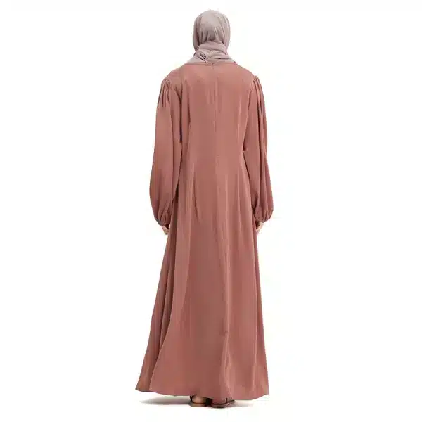 rose colour pleated satin Islamic dress