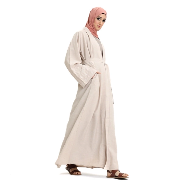 Linen Peach Open Abaya