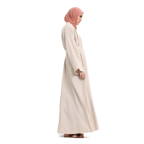 Buy Linen Peach Muslim Open Abaya