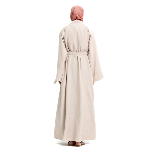 Linen Peach Muslim Abaya