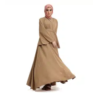 Amira Embroidered Belted Caramel Abaya