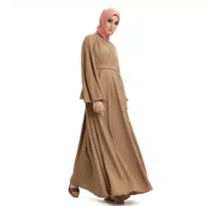 Amira Caramel Beaded Belted Abaya