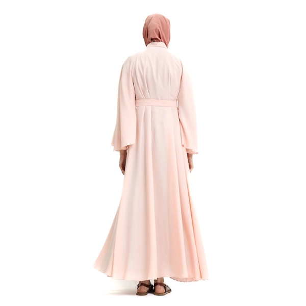 buy Beaded Belted Baby Pink Abaya