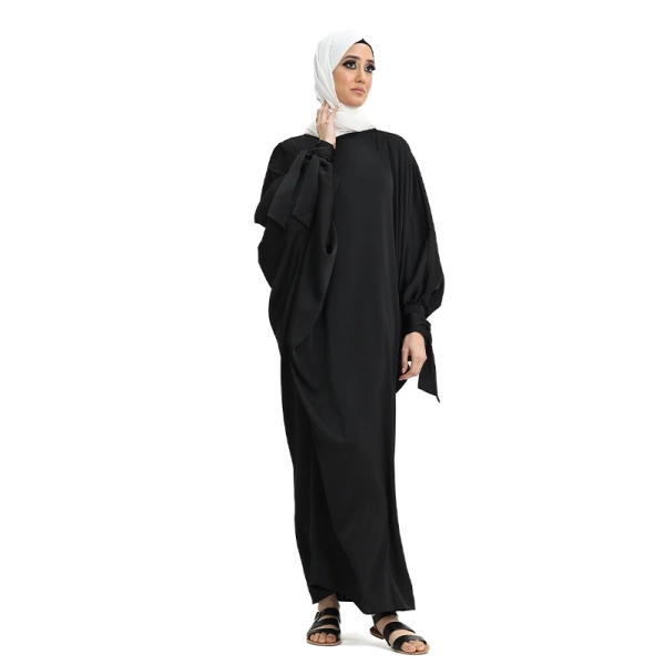 Cuff Sleeve Batwing Black Muslim Abaya