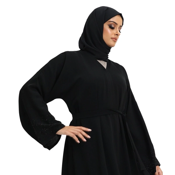 Detailed Button Black Abaya