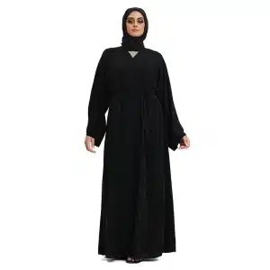 Aminah Black Button Black Abaya