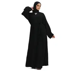 Aminah Detailed Button Black Abaya