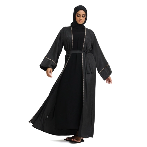 2 Piece Black Muslim Abaya