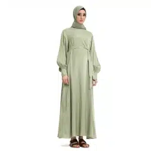 Moonlight Belted Pistachio Abaya Dress