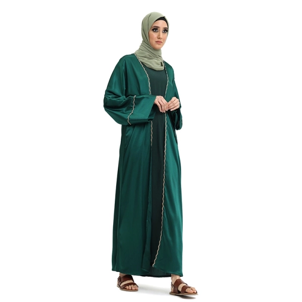 Detailed 2 Piece Emerald Abaya