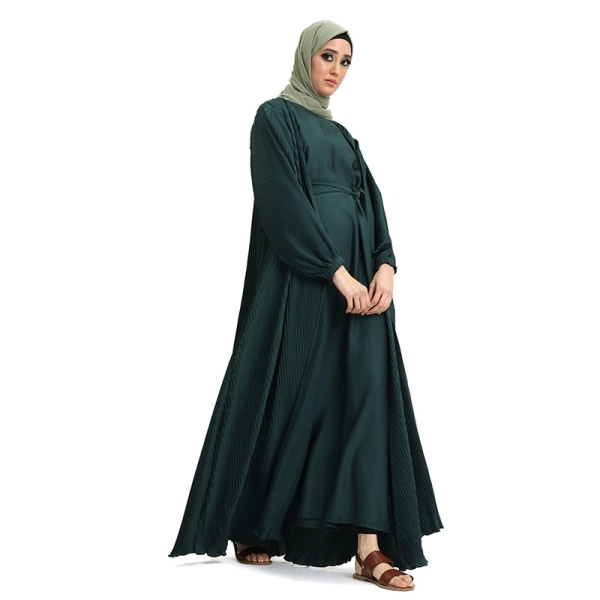 Online Emerald Pleated 2 Piece Chiffon Kimono Set